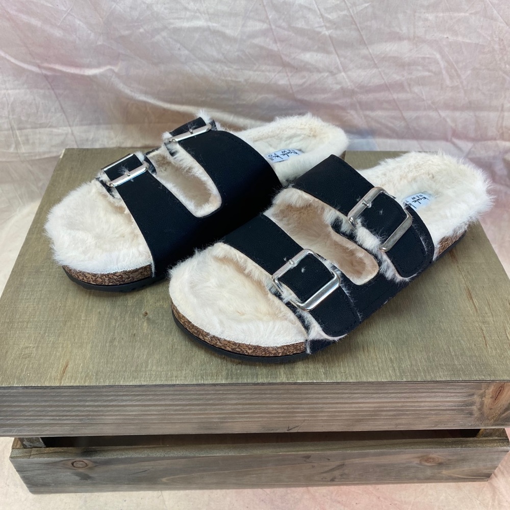 Nicole Miller Brown Faux Fur Sandals